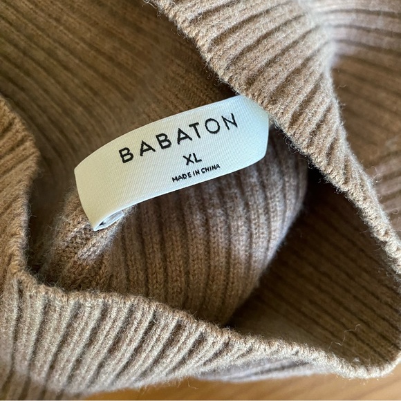 Aritzia babaton dumont ribbed turtleneck wool sweater tan - Picture 5 of 8